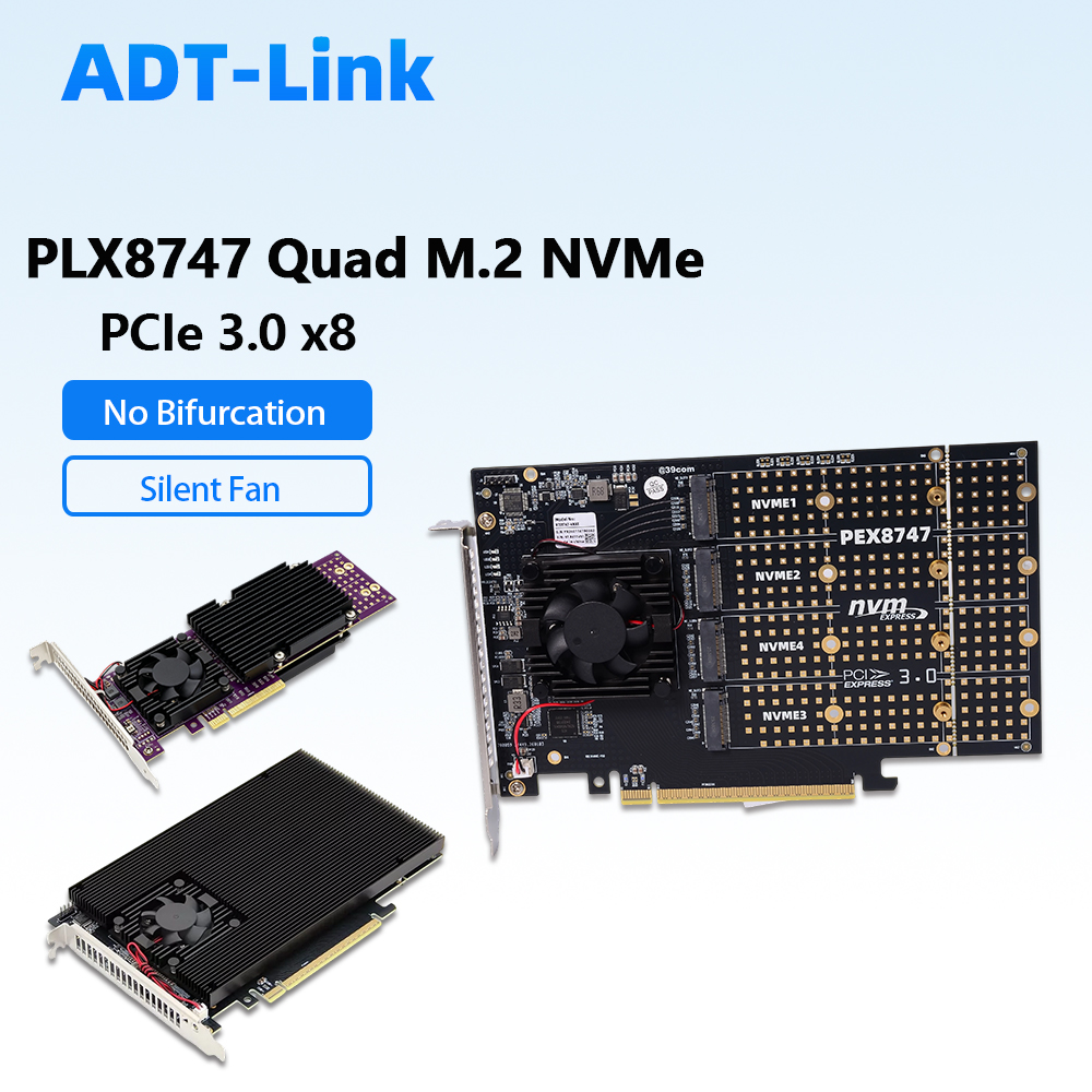 PLX8747 Quad M.2 NVMe PCIe 3.0 - đánh giá và giá Quad M.2 Nvme Pcie Bifurcation Card