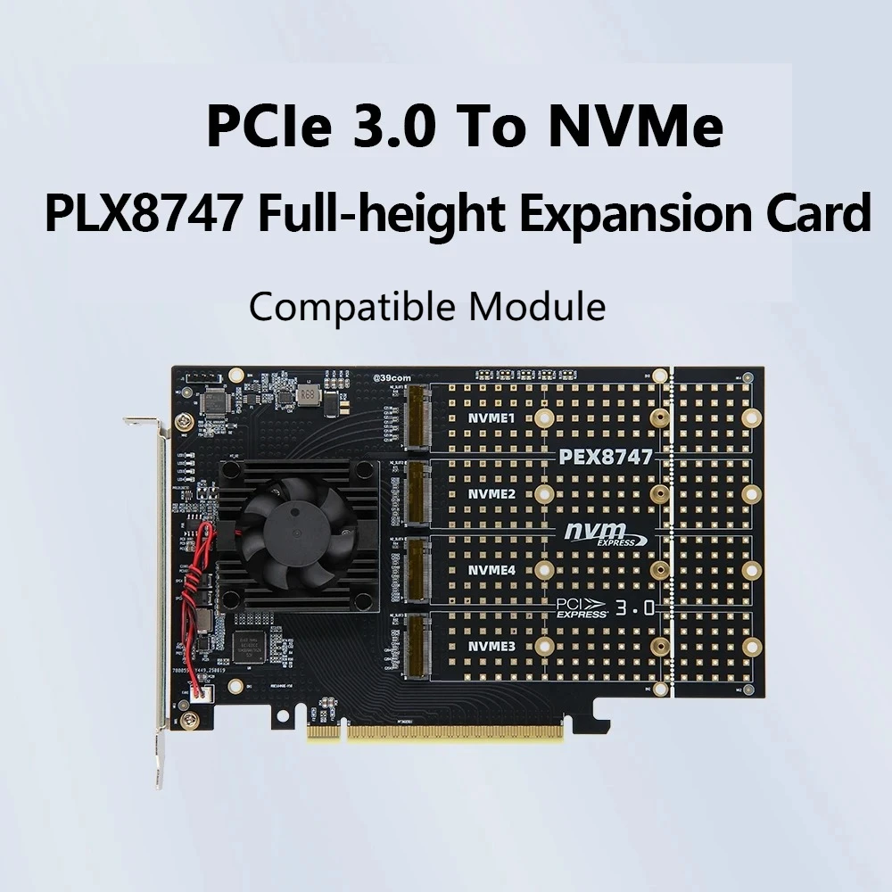 PLX8747 Quad M.2 NVMe PCIe 3.0 - đánh giá và giá Quad M.2 Nvme Pcie Bifurcation Card