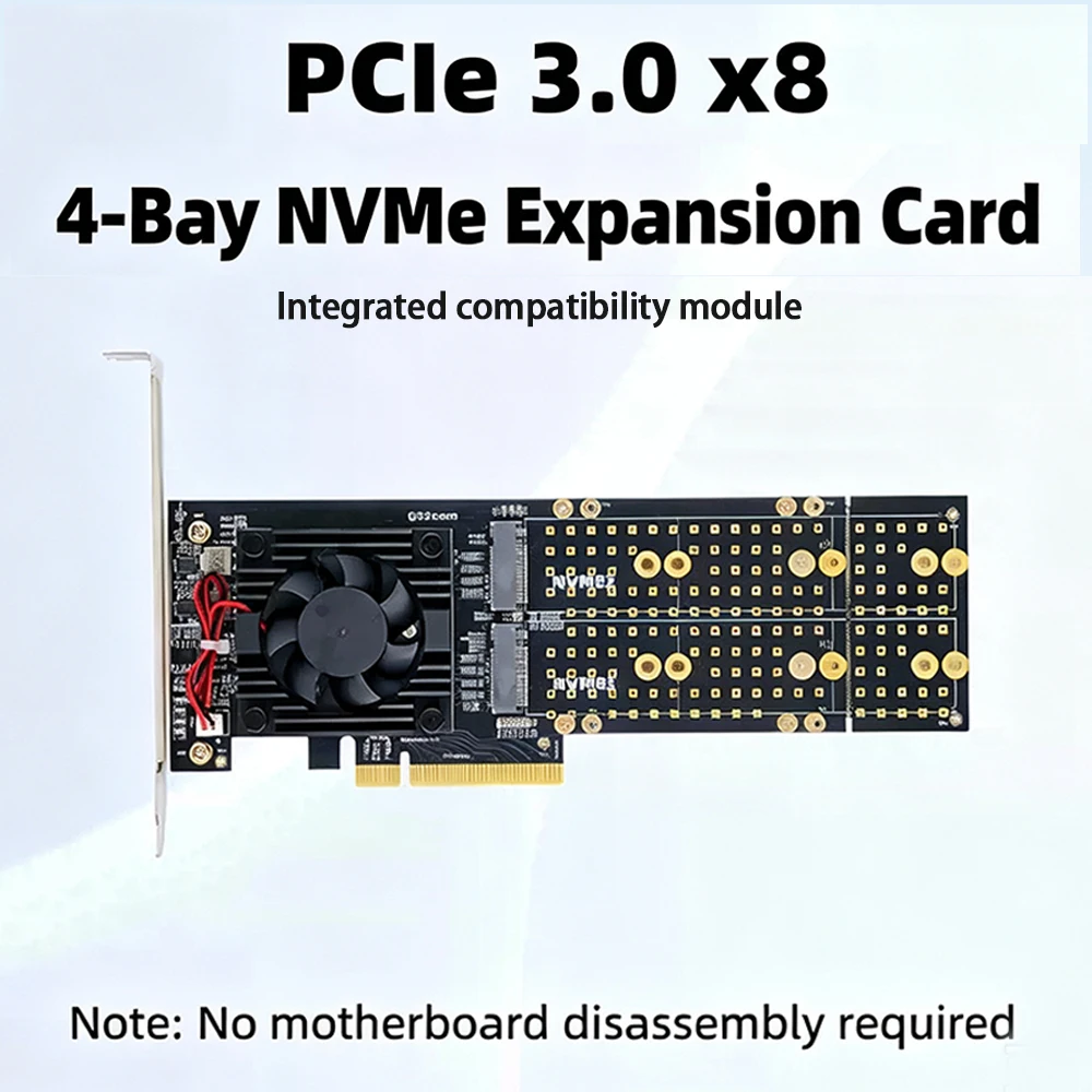 PLX8747 Quad M.2 NVMe PCIe 3.0 - đánh giá và giá Quad M.2 Nvme Pcie Bifurcation Card